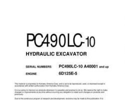 Komatsu Excavators Crawler Model Pc490Lc-10 Owner Operator Maintenance Manual - S/N A40001-UP