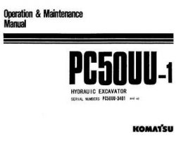 Komatsu Excavators Crawler Model Pc50Uu-1 Owner Operator Maintenance Manual - S/N 3401-UP