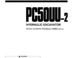 Komatsu Excavators Crawler Model Pc50Uu-2 Owner Operator Maintenance Manual - S/N 14993-UP