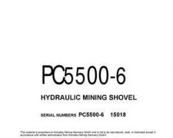 Komatsu Excavators Crawler Model Pc5500-6 Owner Operator Maintenance Manual - S/N 15018