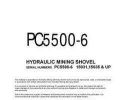 Komatsu Excavators Crawler Model Pc5500-6 Shop Service Repair Manual - S/N 15031