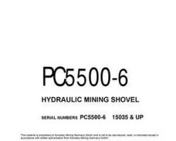 Komatsu Excavators Crawler Model Pc5500-6 Owner Operator Maintenance Manual - S/N 15035-15037