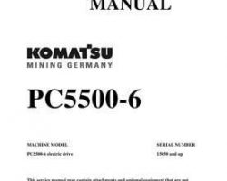 Komatsu Excavators Crawler Model Pc5500-6-Electric Motor Shop Service Repair Manual - S/N 15050-UP