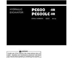 Komatsu Excavators Crawler Model Pc600-8-R Owner Operator Maintenance Manual - S/N 60001-60038