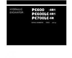 Komatsu Excavators Crawler Model Pc600-8-R1 Owner Operator Maintenance Manual - S/N 70001-UP