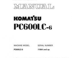 Komatsu Excavators Crawler Model Pc600Lc-6--50C Degree For Canada Shop Service Repair Manual - S/N 11064-UP