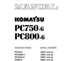 Komatsu Excavators Crawler Model Pc750-6 Shop Service Repair Manual - S/N 10001-11000