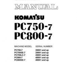 Komatsu Excavators Crawler Model Pc750-7 Shop Service Repair Manual - S/N 20001-UP