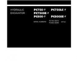 Komatsu Excavators Crawler Model Pc750-7 Owner Operator Maintenance Manual - S/N 20072-UP