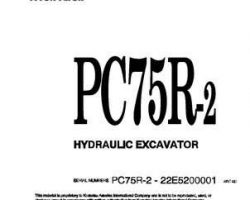Komatsu Excavators Crawler Model Pc75R-2 Shop Service Repair Manual - S/N 22E5200001-22E5200762