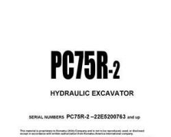 Komatsu Excavators Crawler Model Pc75R-2 Owner Operator Maintenance Manual - S/N 22E5200763-22E5210000