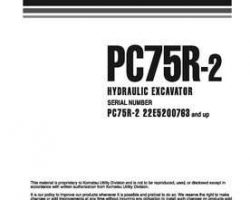 Komatsu Excavators Crawler Model Pc75R-2 Shop Service Repair Manual - S/N 22E5200763-UP
