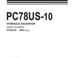 Komatsu Excavators Crawler Model Pc78Us-10 Owner Operator Maintenance Manual - S/N 30027-UP