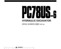 Komatsu Excavators Crawler Model Pc78Us-6 Owner Operator Maintenance Manual - S/N 5501-6500