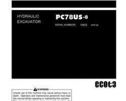 Komatsu Excavators Crawler Model Pc78Us-8 Owner Operator Maintenance Manual - S/N 16833-UP