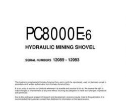 Komatsu Excavators Crawler Model Pc8000-6 Shop Service Repair Manual - S/N 12089-12093