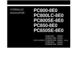 Komatsu Excavators Crawler Model Pc800-8-E0 Shop Service Repair Manual - S/N K55001-UP