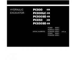 Komatsu Excavators Crawler Model Pc800-8-R Shop Service Repair Manual - S/N 60001-UP