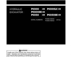 Komatsu Excavators Crawler Model Pc800-8-R Owner Operator Maintenance Manual - S/N 60032-UP