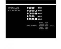 Komatsu Excavators Crawler Model Pc800-8-R1 Shop Service Repair Manual - S/N 70001-UP