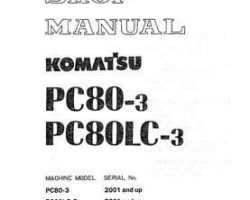 Komatsu Excavators Crawler Model Pc80-3 Shop Service Repair Manual - S/N 2001-UP