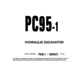 Komatsu Excavators Crawler Model Pc95-1 Owner Operator Maintenance Manual - S/N R01617-R05144