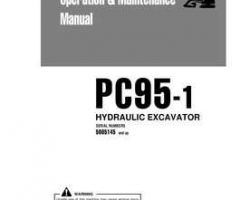Komatsu Excavators Crawler Model Pc95-1 Owner Operator Maintenance Manual - S/N R05145-UP