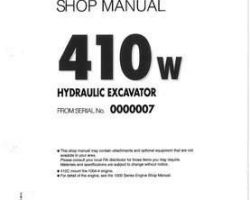 Komatsu Excavators Wheeled Model 410W Shop Service Repair Manual - S/N 0000007-UP