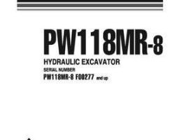Komatsu Excavators Wheeled Model Pw118Mr-8 Owner Operator Maintenance Manual - S/N F00277-UP