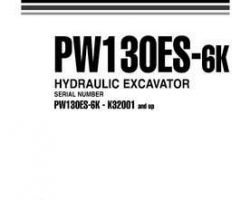 Komatsu Excavators Wheeled Model Pw130Es-6-K Owner Operator Maintenance Manual - S/N K32001-UP