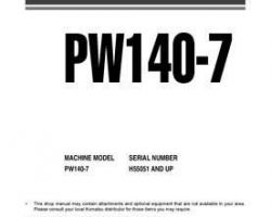 Komatsu Excavators Wheeled Model Pw140-7 Shop Service Repair Manual - S/N H55051-UP
