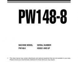 Komatsu Excavators Wheeled Model Pw148-8 Shop Service Repair Manual - S/N H50051-UP