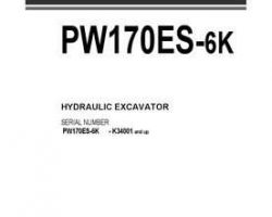 Komatsu Excavators Wheeled Model Pw170Es-6-K Owner Operator Maintenance Manual - S/N K34001-UP
