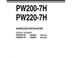 Komatsu Excavators Wheeled Model Pw200-7 Owner Operator Maintenance Manual - S/N H50051-UP