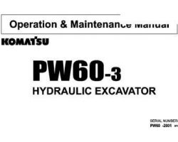 Komatsu Excavators Wheeled Model Pw60-3 Owner Operator Maintenance Manual - S/N 2001-UP