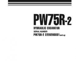 Komatsu Excavators Wheeled Model Pw75R-2 Shop Service Repair Manual - S/N 22E0200001-22E0200242
