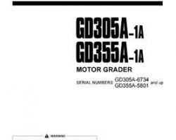 Komatsu Motor Graders Model Gd355A-1 Owner Operator Maintenance Manual - S/N 5801-UP