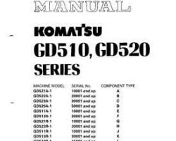 Komatsu Motor Graders Model Gd521A-1-S6D102E-1 Eng. Shop Service Repair Manual - S/N 10001-UP