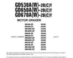 Komatsu Motor Graders Model Gd530A-2-By Owner Operator Maintenance Manual - S/N 203481-UP