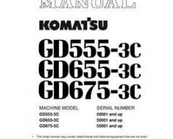Komatsu Motor Graders Model Gd555-3-For N. America Shop Service Repair Manual - S/N 50001-UP