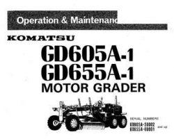 Komatsu Motor Graders Model Gd605A-1 Owner Operator Maintenance Manual - S/N 50002-UP
