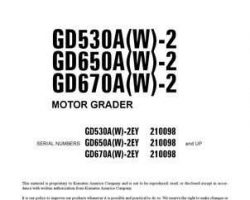 Komatsu Motor Graders Model Gd650A-2-Ey Shop Service Repair Manual - S/N 210098-UP