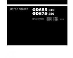 Komatsu Motor Graders Model Gd655-3-E0 Shop Service Repair Manual - S/N 51501-UP