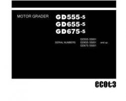 Komatsu Motor Graders Model Gd655-5 Shop Service Repair Manual - S/N 55001-UP