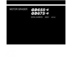 Komatsu Motor Graders Model Gd655-6 Shop Service Repair Manual - S/N 60001-UP