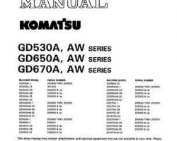 Komatsu Motor Graders Model Gd670Aw-1 Shop Service Repair Manual - S/N 200840-202000