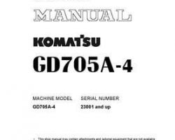 Komatsu Motor Graders Model Gd705A-4 Shop Service Repair Manual - S/N 23001-UP