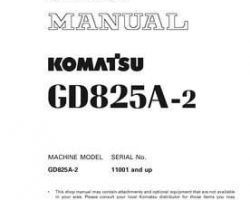 Komatsu Motor Graders Model Gd825A-2 Shop Service Repair Manual - S/N 11001-UP