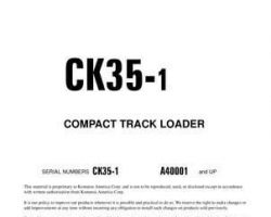 Komatsu Skid Steer Loaders Model Ck35-1 Owner Operator Maintenance Manual - S/N A40001-UP