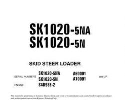 Komatsu Skid Steer Loaders Model Sk1020-5-N Owner Operator Maintenance Manual - S/N A70001-UP